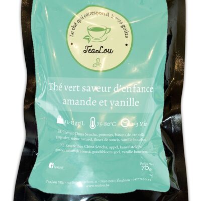 Thé vert saveur d’enfance amande et vanille - Sachet de 70g