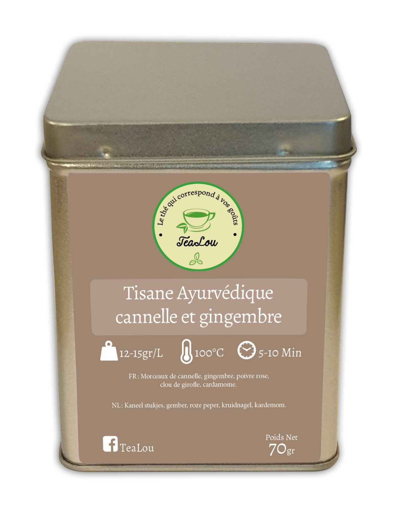 Ayurvedischer Kräutertee mit Zimt und Ingwer - Schachtel mit 70 g