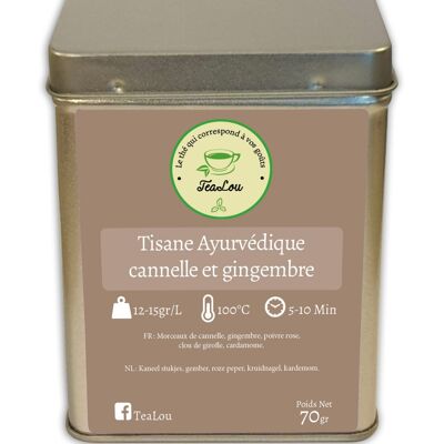 Tisane Ayurvédique cannelle et gingembre - Boîte de 70g
