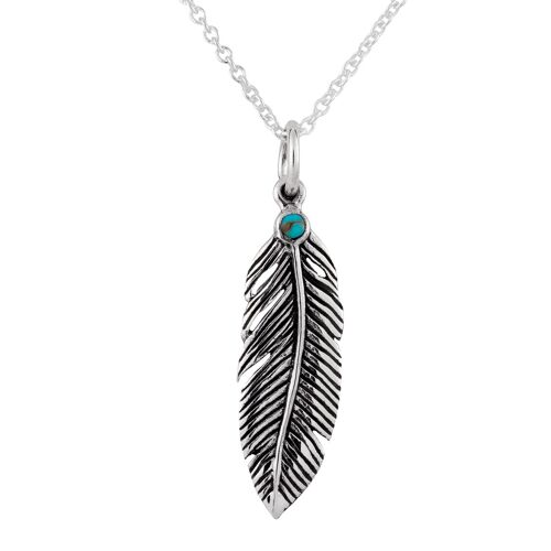 Pretty Turquoise Feather Neckalce