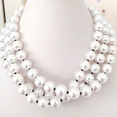 Three strand synthetic pearl necklace