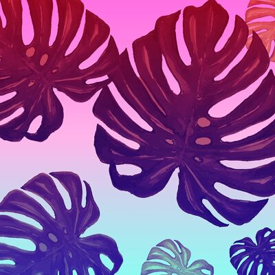 Monstera Rainbow Art Print - 30x30 cm