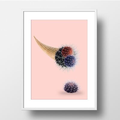 Cactus Cream Drop Art Print - 21x30 cm