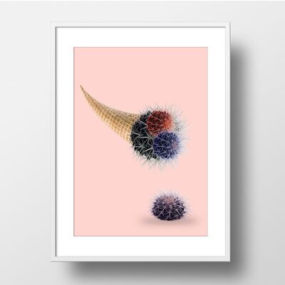 Cactus Cream Drop Art Print - 30x40 cm