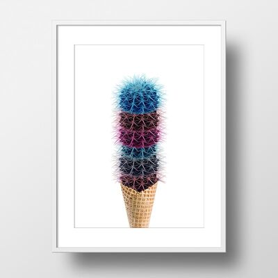 Endless Cactus Cream Art Print - 30x30 cm