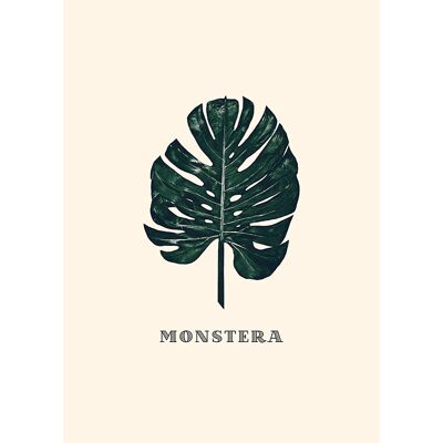 Green-Monstera Art Print - 21x30 cm