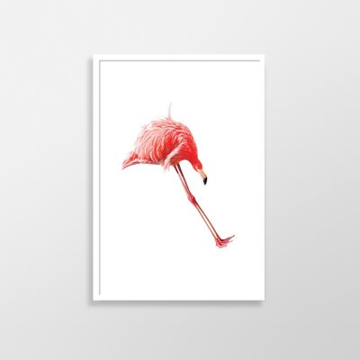 Jump Flamingo Art Print - 21x30 cm