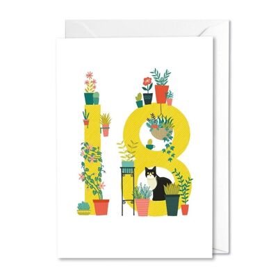 18th birthday cats and flowers card