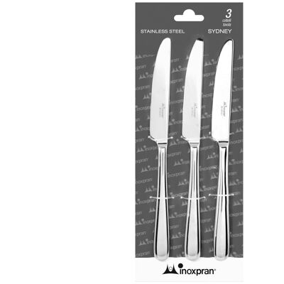 Pack of 3 sydney table knives in 18/10 stainless steel