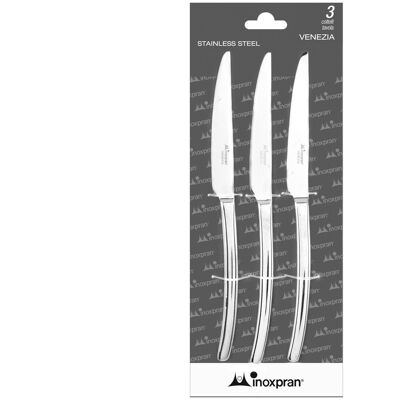 Pack of 3 Venice table knives in 18/10 stainless steel