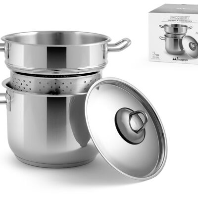 5-piece set in stainless steel. set consisting of 1 pressure cooker 7 lt diameter 22cm, 1 pasta cooker - Pasta cooker