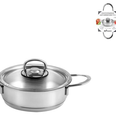 Low casserole 2 inoxmini handles in stainless steel 18/10 and aluminum triple bottom with lid in v