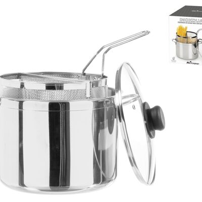 Pasta cooker with 2 stainless steel baskets and 24cm diameter glass lid