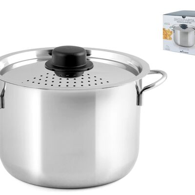 Inoxpasta stainless steel cooker with 22 cm perforated lid