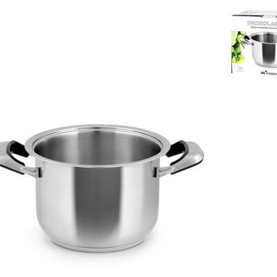 Classic stainless steel pot 2 handles 20 cm, height 14.5 cm