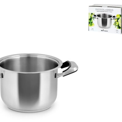 Classic stainless steel pot with 2 handles 22 cm, height 15.5 cm