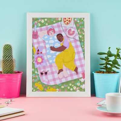 Fat queer couple picnic - Art print