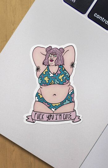 Je suis mignon - Autocollant Body Positive 4 3