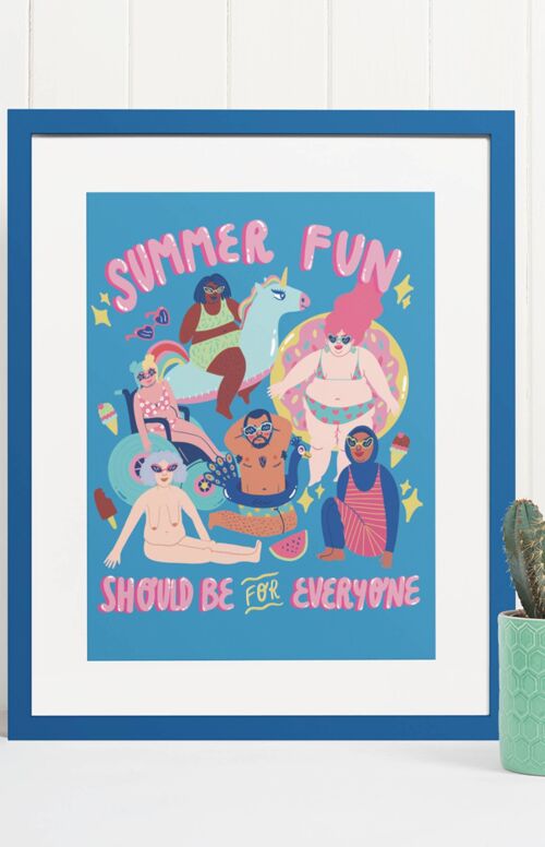 Summer fun - Body positive art print A4