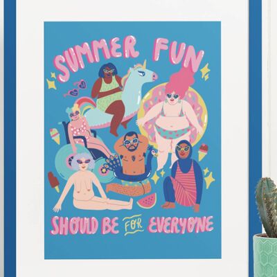 Summer fun - Body positive art print A4