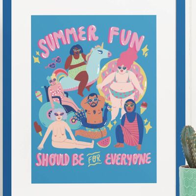 Summer fun - Body positive art print A3