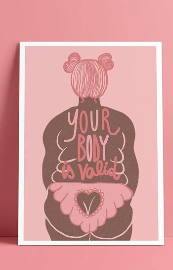 Votre corps est valide - Feminist & Body Positive Art print Light skin A4 1