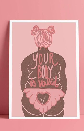 Votre corps est valide - Feminist & Body Positive Art print Light skin A3 1