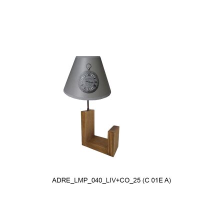 Lampe bois collection Adret support livre avec abat-jour conique de diamètre 25cm