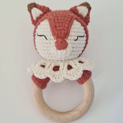 Strawberry fox baby rattle