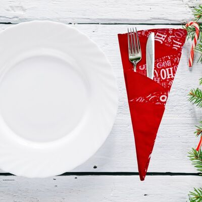 Christmas Fabric Cutlery Holder, Christmas Napkin
