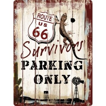 Plaque en tôle - Route 66 Survivor Parking only