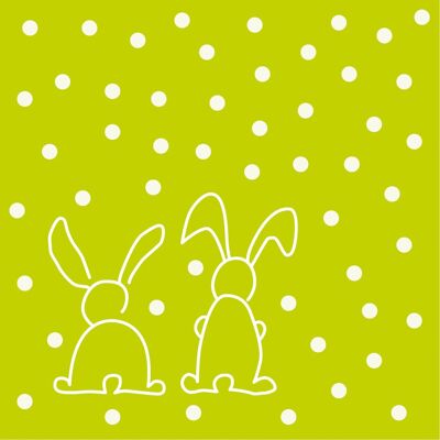 Disposable napkin Rabbits in kiwi made of Linclass® Airlaid 40 x 40 cm, 12 pieces