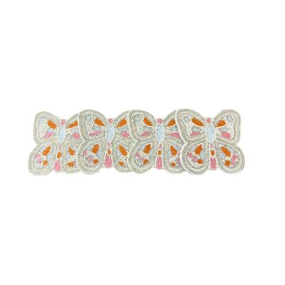 Hand Beaded Butterfly Coaster (Set of 4) in Cream, Blush and Orange