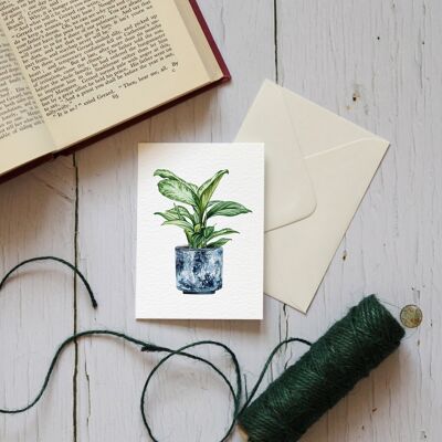 Carte de voeux durable aquarelle mini plante d'intérieur