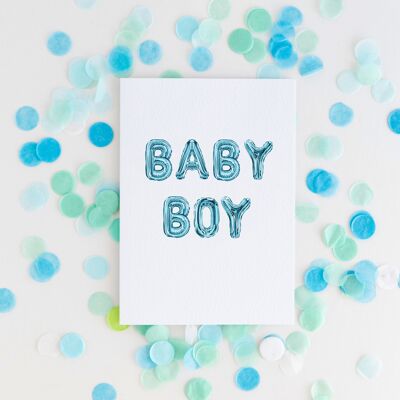 Baby Boy Acuarela Globo Sostenible Tarjeta de Felicitaciones