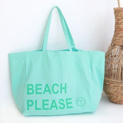 Canvas beach bag beach please turquoise