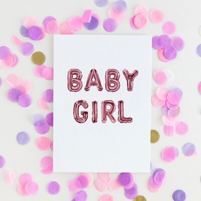 Baby Girl Watercolour Balloon Sustainable Greetings Card
