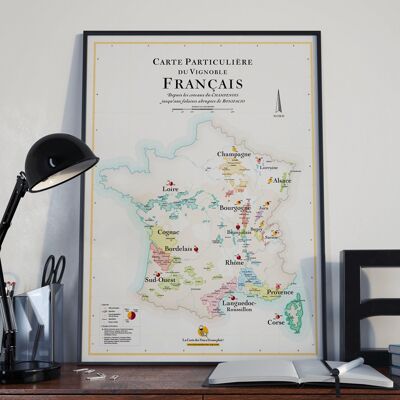 El mapa del vino de Francia - 50x70cm