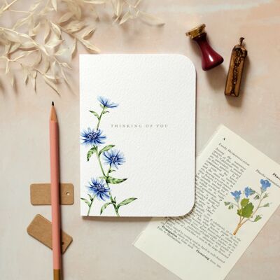 Cartolina d'auguri sostenibile dell'acquerello floreale pensando a te