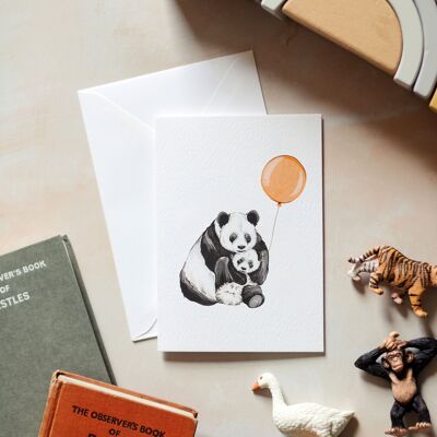 Cartolina d'auguri sostenibile dell'acquerello del nuovo panda del bambino