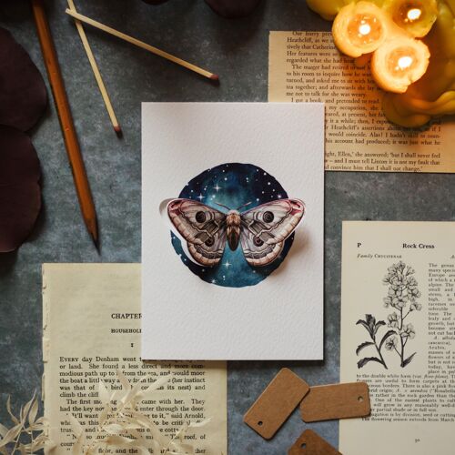 Midnight Moth Pop Out Watercolour Greetings Card