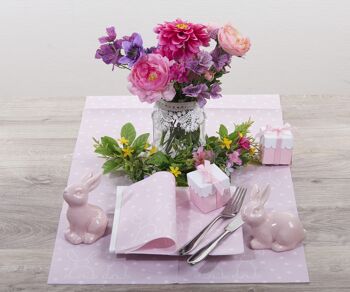 Serviettes jetables Lapins en rose de Linclass® Airlaid 40 x 40 cm, 12 pièces - Pâques 2