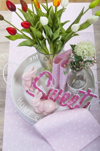 Serviettes jetables Lapins en rose de Linclass® Airlaid 40 x 40 cm, 12 pièces - Pâques 3