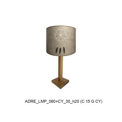 Lampe bois collection Adret avec abat-jour cylindrique de diamètre 30cm de la collection charme piège à rèves