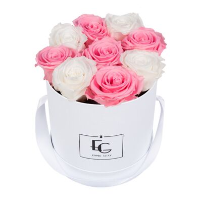 Mix Infinity Rosebox | Pure White & Bridal Pink | S