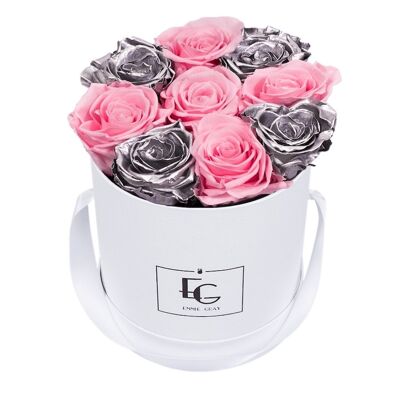 Mix Infinity Rosebox | Rose nuptiale et argent | S