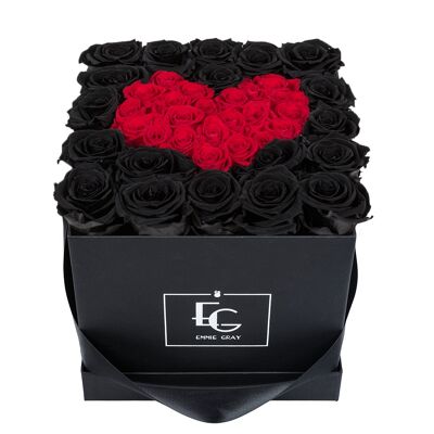 Heart Symbol Infinity Rosebox | Black Beauty & Vibrant Red | M