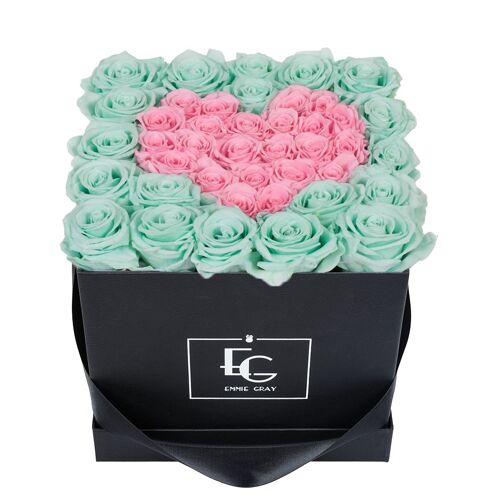 Heart Symbol Infinity Rosebox | Minty Green & Bridal Pink | M