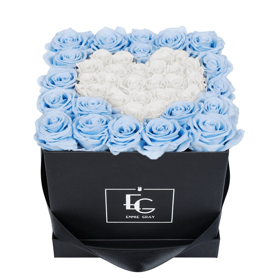 Heart Symbol Infinity Rosebox | Baby Blue & Pure White | M