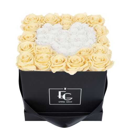 Heart Symbol Infinity Rosebox | Champagne & Pure White | M